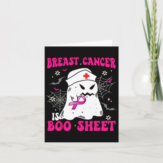 Borstkanker is Boo Sheet Groovy Pink voor Spooky Kaart (Voorkant)