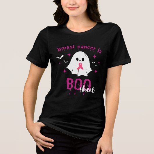 Borstkanker is Boo Sheet Halloween Breast Cancer Tri-Blend Shirt (Voorkant)