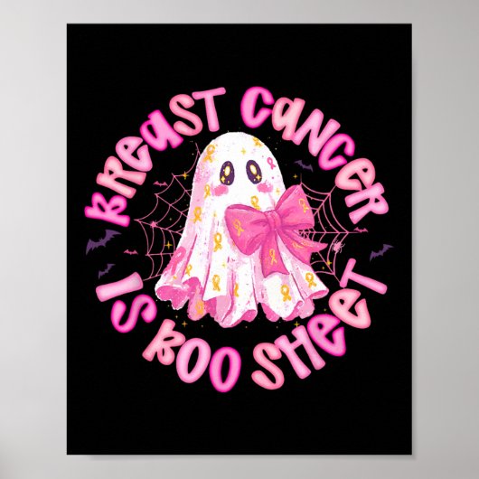 Borstkanker is Boo Sheet Pink Ghost Coquette Bow Poster (Voorkant)
