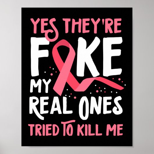 Borstkanker Ja, het is Fake Pink Ribbon Poster (Voorkant)