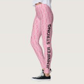 Borstkanker - Jouw naam dubbel lichtroze lint Leggings (Links)