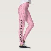 Borstkanker - Jouw naam dubbel lichtroze lint Leggings (Rechts)