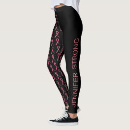 Borstkanker Jouw naam sterk roze lint Leggings