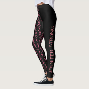 Borstkanker Jouw naam sterk roze lint Leggings