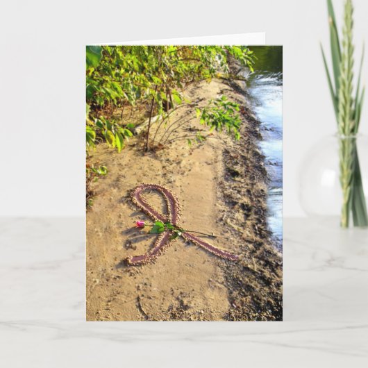 Borstkanker Kaart-roze lint in zand Kaart (Voorkant)