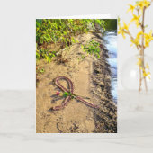 Borstkanker Kaart-roze lint in zand Kaart (Gele Bloem)