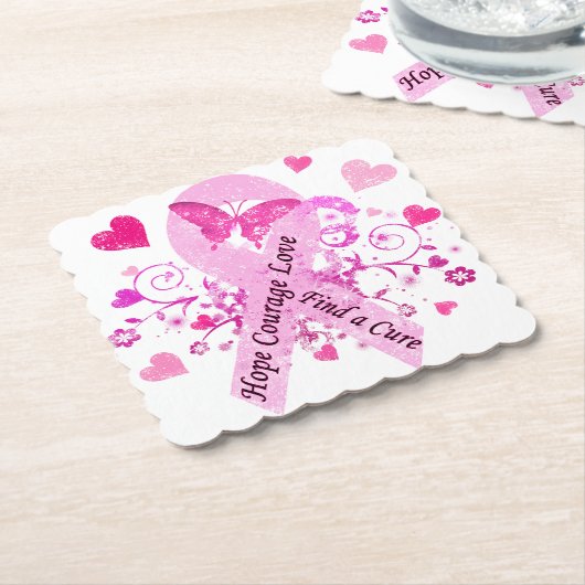 Borstkanker Kartonnen Onderzetters (Gebogen)