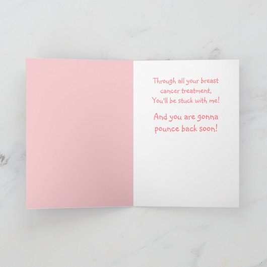 Borstkanker Kat en hart Kaart (Binnen)