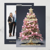 Borstkanker Kerstboom roze lint oncologie Feestdagenkaart (Voorkant / Achterkant)