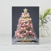 Borstkanker Kerstboom roze lint oncologie Feestdagenkaart (Staand voorkant)