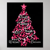 Borstkanker Kerstboom Roze lint Vecht weg Poster (Voorkant)