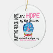 Borstkanker Kerstmis 3 Sneeuwsieraden Wereldbol Keramisch Ornament (Links)