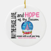 Borstkanker Kerstmis 3 Sneeuwsieraden Wereldbol Keramisch Ornament (Achterkant)