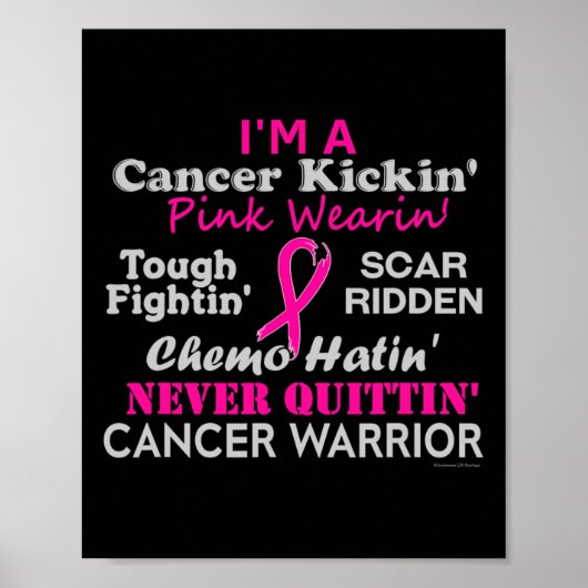 Borstkanker Kickin' Chemo Hatin' Warrior Poster (Voorkant)