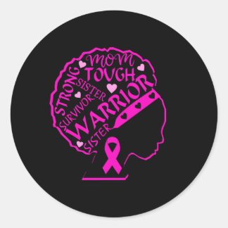 Borstkanker krijger zwart Afrikaans Amerikaans Ronde Sticker