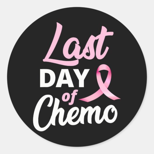 Borstkanker Laatste dag chemo roze lint Ronde Sticker (Voorkant)