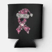 Borstkanker lint vorm Kerstmis Santa Ribbon Blikjeskoeler (Voorkant)