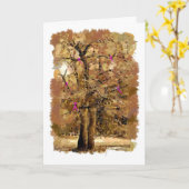 Borstkanker linten op een boom kaart (Gele Bloem)