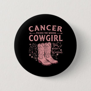 Borstkanker Maand Kanker Pikte De Verkeerde Cowgir Ronde Button 5,7 Cm