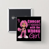 Borstkanker meisje 1 vierkante button 5,1 cm (Voorkant /achterkant)