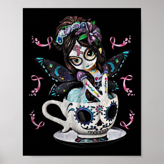 Borstkanker Meisje Suiker Schedel Kostuum Hallowee Poster (Voorkant)