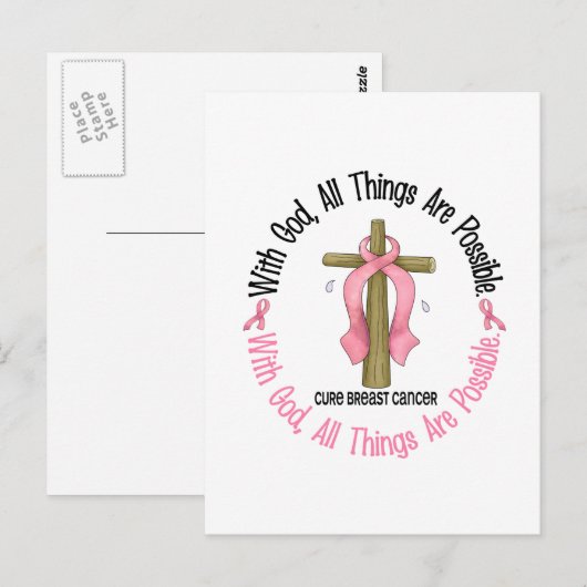 Borstkanker met GOD CROSS 1 Briefkaart (Voorkant / Achterkant)