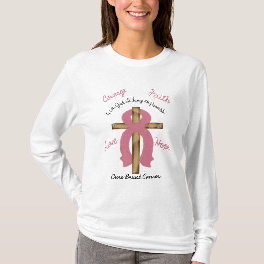 Borstkanker Met God vertrouwen we dwars shirt (Voorkant)