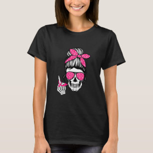 Borstkanker, middenvinger, roze lint t-shirt