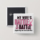 Borstkanker Mijn BATTLE t/m 1 vrouw Vierkante Button 5,1 Cm (Voorkant /achterkant)
