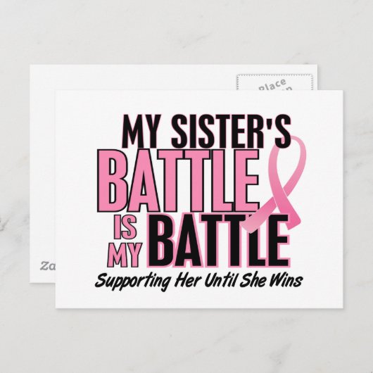 Borstkanker Mijn BATTLE TE 1 zuster Briefkaart (Voorkant / Achterkant)