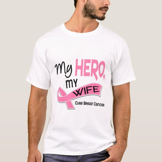 Borstkanker MIJN HERO, MIJN VROUW 42 T-shirt (Voorkant)