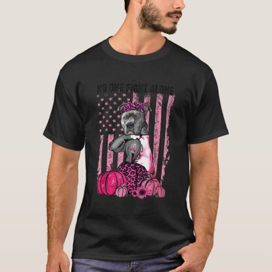 Borstkanker Oktober Pitbull Dog Pink Pumpkin Ame T-shirt (Voorkant)