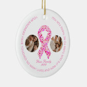 Borstkanker ondersteunen twee fotocollages keramisch ornament (Rechts)