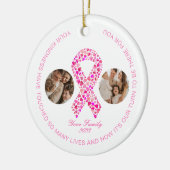 Borstkanker ondersteunen twee fotocollages keramisch ornament (Links)