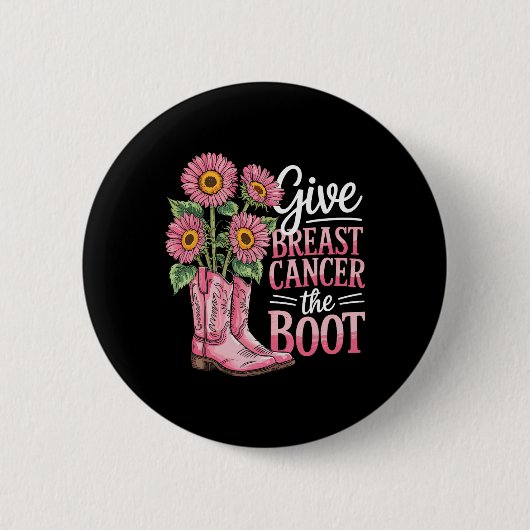 Borstkanker Ondersteuning Boot Grappig Ronde Button 5,7 Cm (Voorkant)