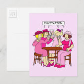 Borstkanker Ondersteuning Dames in Roze Uitnodigin Uitnodiging Briefkaart (Voorkant / Achterkant)