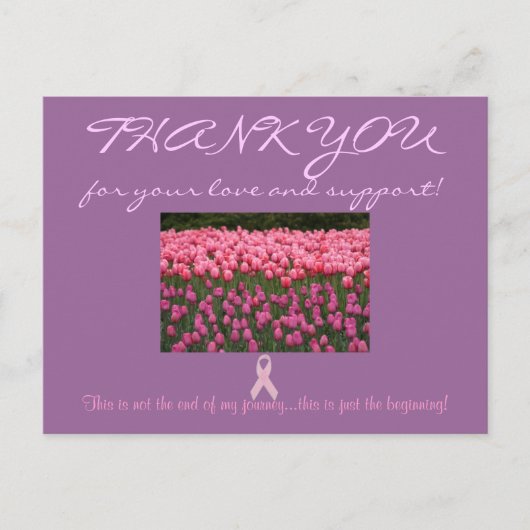 Borstkanker ondersteuning "Dank u" Kaart (Voorkant)