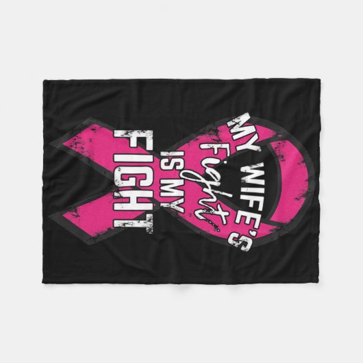 Borstkanker Ondersteuning Gift Awareness Echtgenot Fleece Deken (Voorkant (Horizontaal))