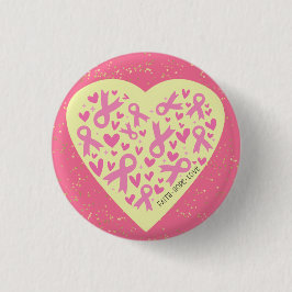 Borstkanker ondersteuning hart ronde button 3,2 cm