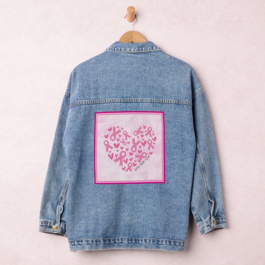 Borstkanker Ondersteuning Hart - Roze linten Denim Jacket (Hangar)