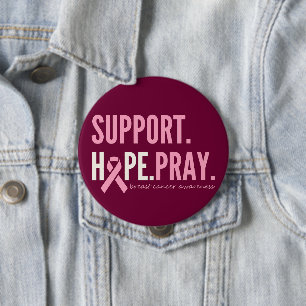 Borstkanker Ondersteuning Hoop Bidden Button Roze
