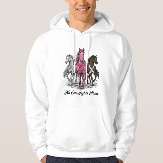 Borstkanker Ondersteuning Paard Vector T-shirt Ont (Voorkant)