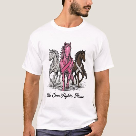 Borstkanker Ondersteuning Paard Vector T-shirt Ont (Voorkant)