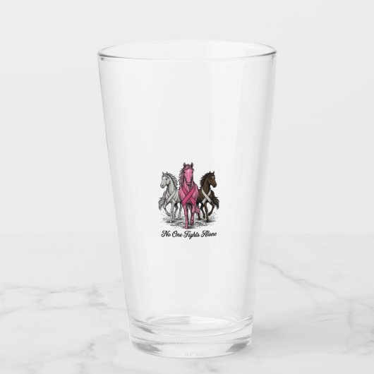Borstkanker Ondersteuning Paard Vector T-shirt Ont Glas (Voorkant)
