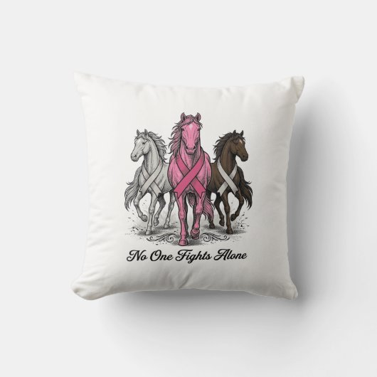 Borstkanker Ondersteuning Paard Vector T-shirt Ont Kussen (Voorkant)