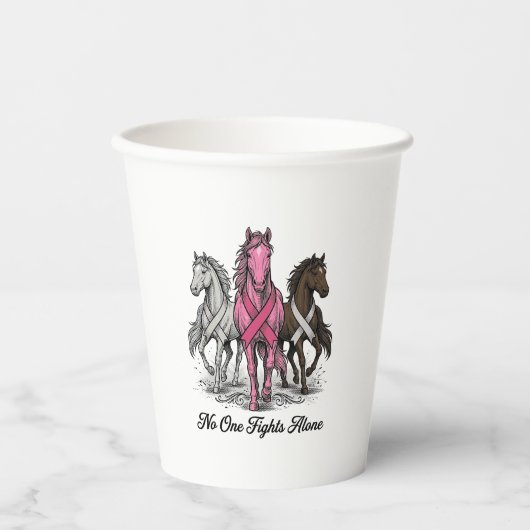 Borstkanker Ondersteuning Paard Vector T-shirt Ont Papieren Bekers (Voorkant)