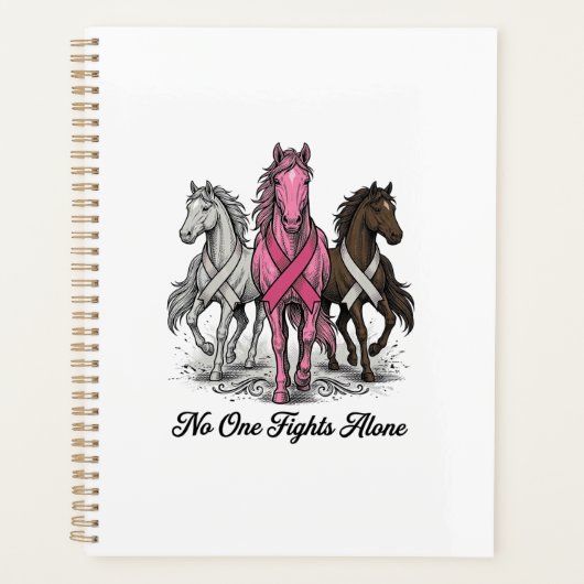 Borstkanker Ondersteuning Paard Vector T-shirt Ont Planner (Voorkant)