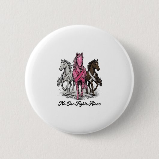 Borstkanker Ondersteuning Paard Vector T-shirt Ont Ronde Button 5,7 Cm (Voorkant)