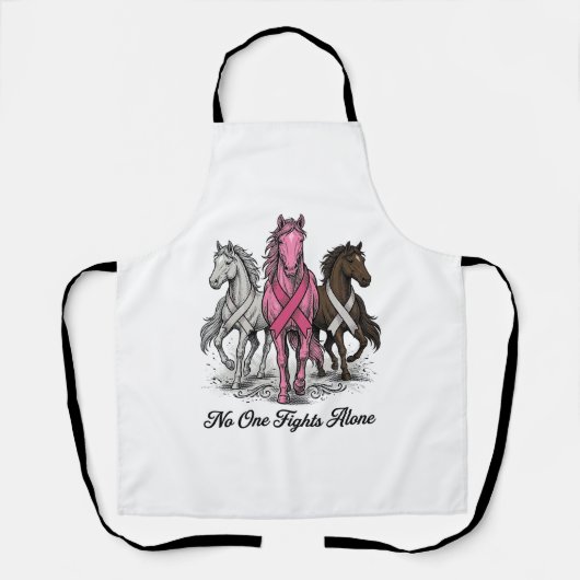 Borstkanker Ondersteuning Paard Vector T-shirt Ont Schort (Voorkant)
