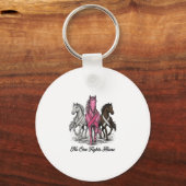 Borstkanker Ondersteuning Paard Vector T-shirt Ont Sleutelhanger (Voorkant)